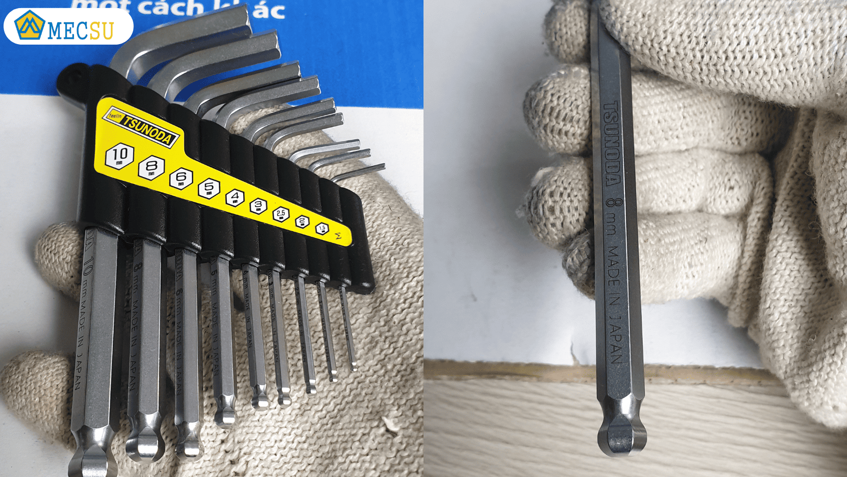Bộ Cây Vặn Lục Giác Đầu Bi Loại Ngắn 9 Chi Tiết 1.5-10mm Tsunoda BS-A